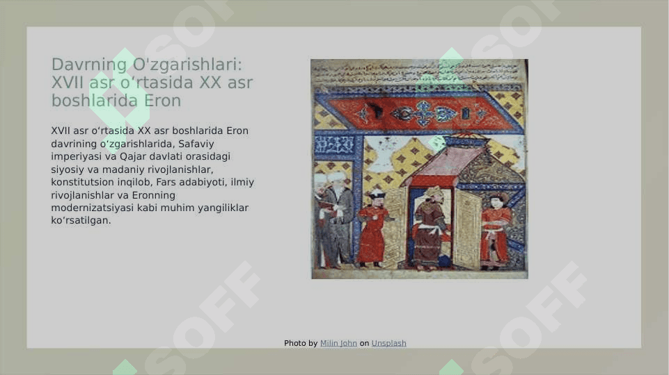 XVII asr oʻrtasida XX asr boshlarida Eron 7