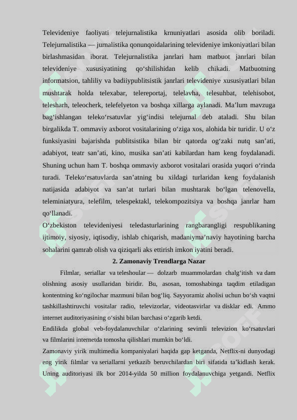 Televideniya ko'ngilochar sanoat sifatida 8