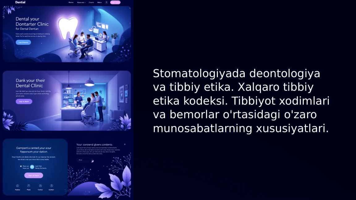 Stomatologiyada deontologiya va tibbiy etika. Xalqaro tibbiy etika kodeksi. Tibbiyot xodimlari va bemorlar o'rtasidagi o'zaro munosabatlarning xususiyatlari