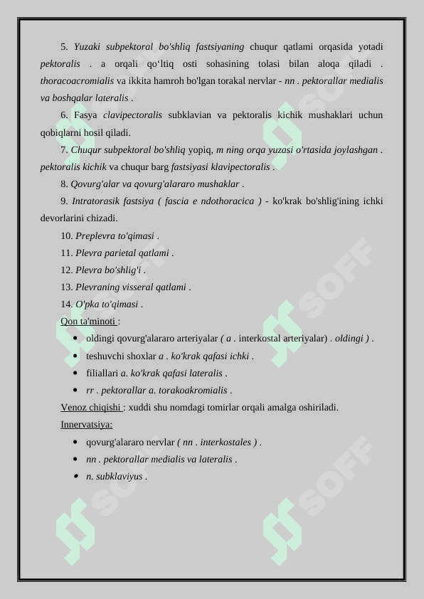 Ko'krak qafasining topografik anatomiyasi va operativ xirurgiyasi 3