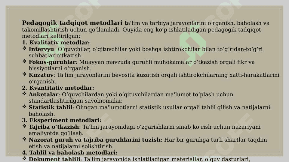 Pedagogika fanining ilmiy tadqiqot metodlari va ularning tasnifi 8