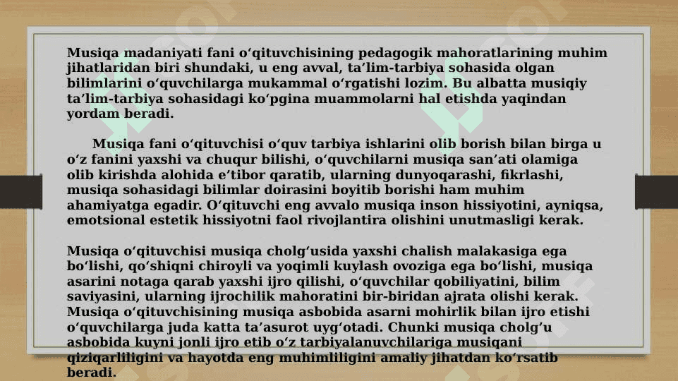 musiqa madaniyati o'qituvchisining musiqiy pedagogik mahorati 4