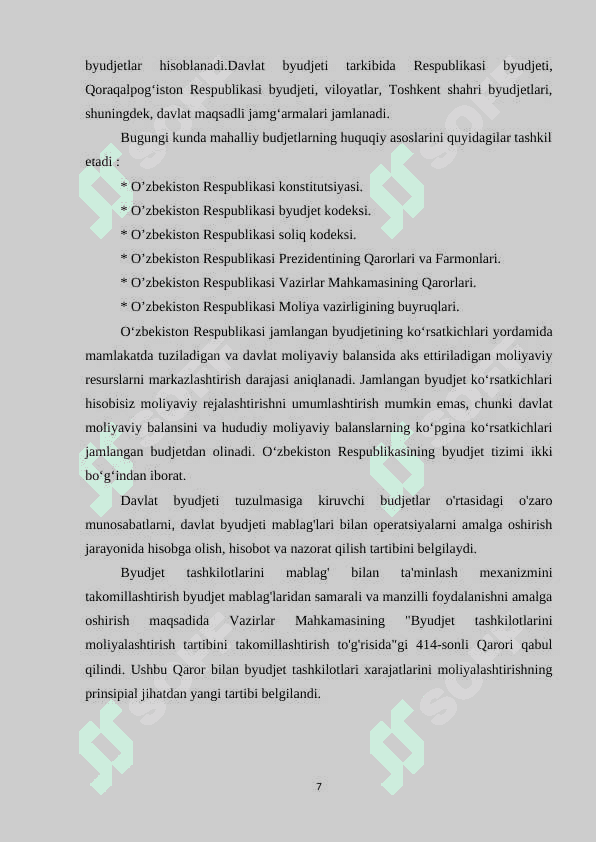 Byudjetlararo munosabatlarni muvofiqlashtirishni samarali tashkil etish yuzasidan xorij tajribalari 7