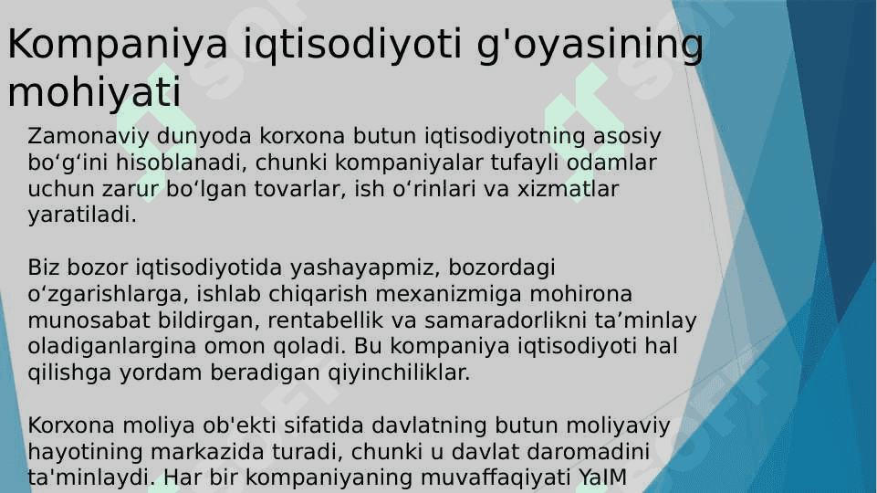 Korxona iqtisodiyoti mustaqil bilimlar tasnifi 4