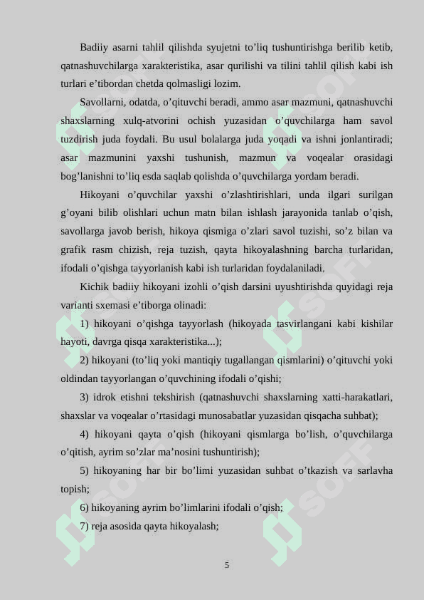 O’qishn darslarida hikoya o’qish  uslubiyati 1-sinf 5