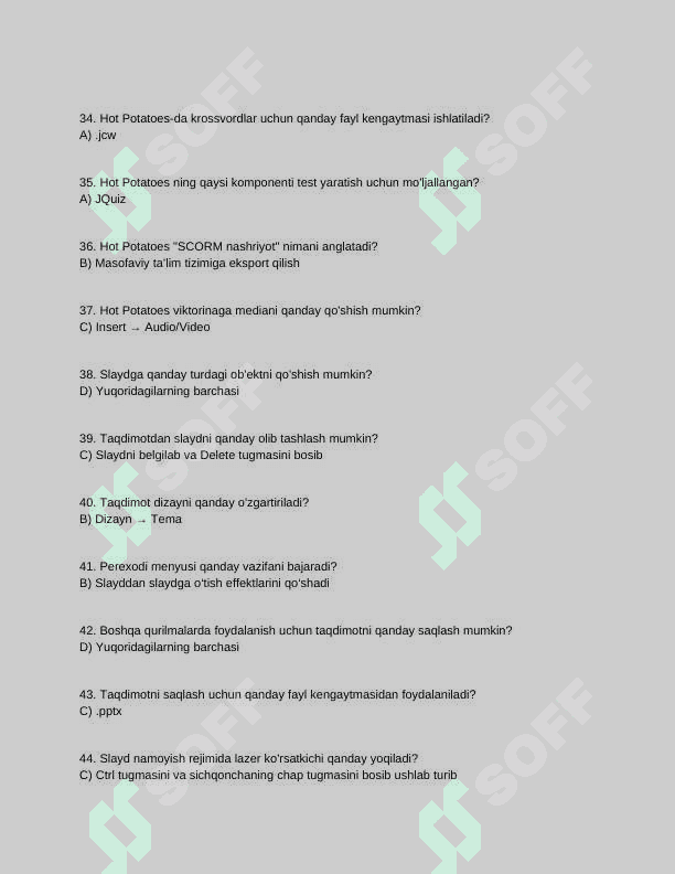 Axborot fanidan savollar va javoblar 4