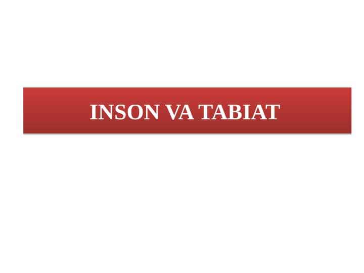 INSON VA TABIAT