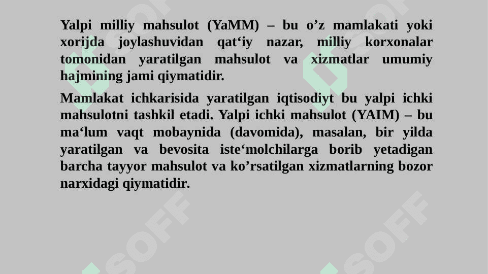 YALPI ICHKI MAHSULOT VA YALPI MILLIY MAHSULOTNI HISOBLASH USULLARI 4