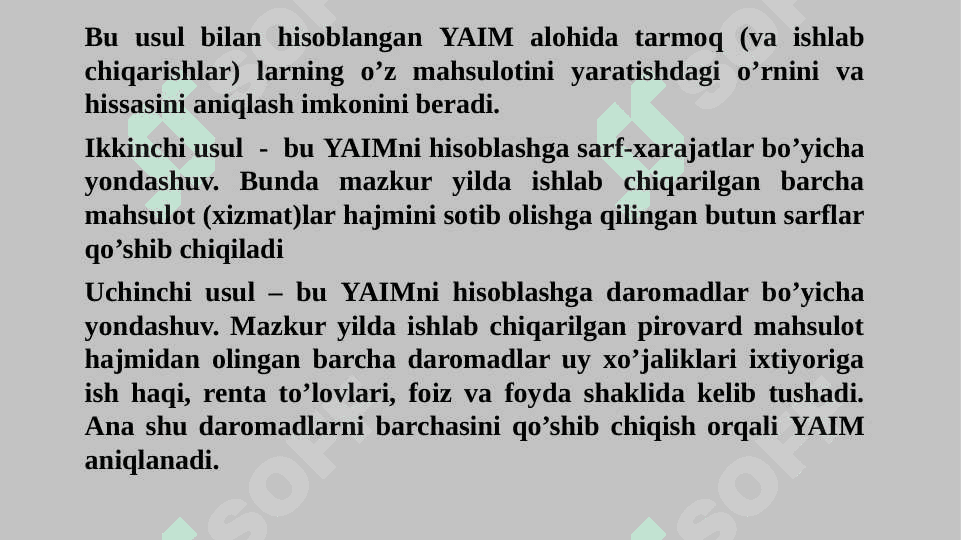 YALPI ICHKI MAHSULOT VA YALPI MILLIY MAHSULOTNI HISOBLASH USULLARI 7