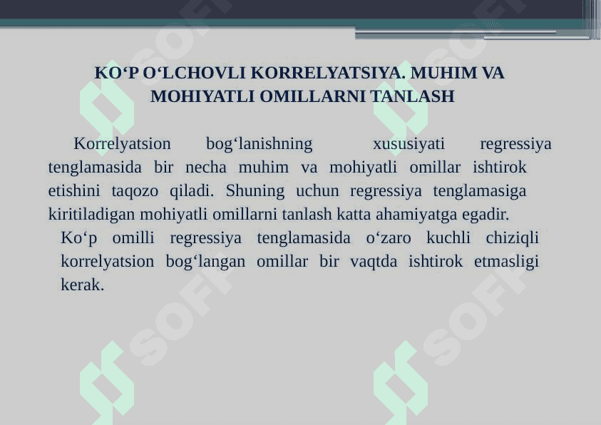 KO'P O'LCHOVLI VA XUSUSIY KORRELYATSIYA KOEFFITSIENTLARI 2