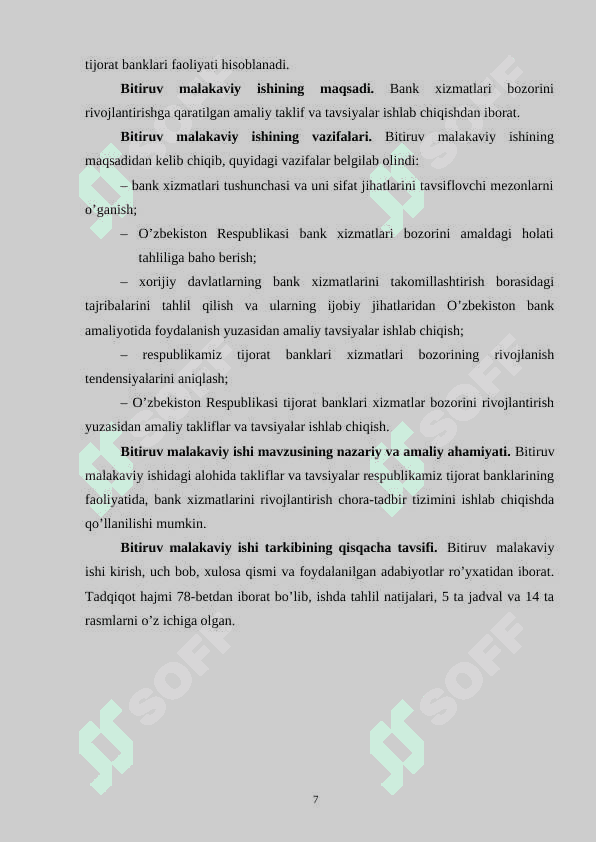 O’ZBEKISTONDA BANK XIZMATLARI BOZORINI RIVOJLANTIRISH NING YO’NALISHLARI 7