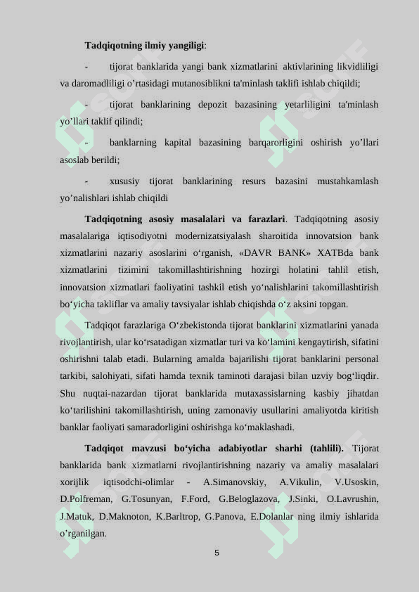 TIJORAT BANKLARIDA INNOVATSION BANK XIZMATLARINI RIVOJLANTIRISH YO’NALISHLARI 5