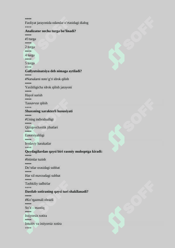 PSIXOLOGIYA YAKUNIY TEST 5