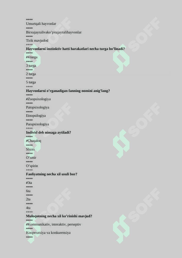 PSIXOLOGIYA YAKUNIY TEST 7