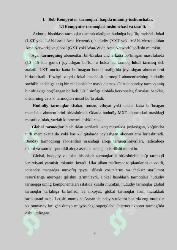 Kompyuter  tarmoqlarini qurishning asosiy prinsiplari va ularni amalda qollanilishi. 3