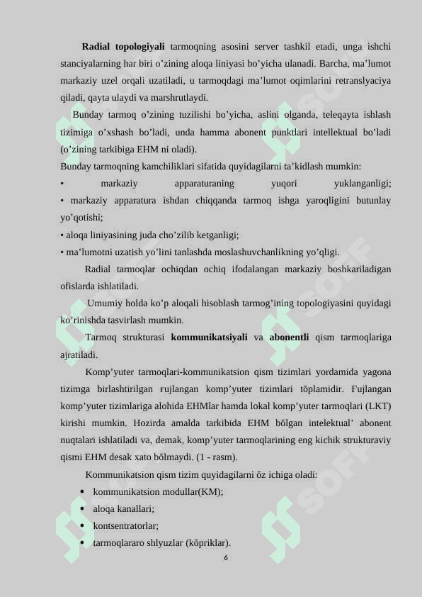 Kompyuter  tarmoqlarini qurishning asosiy prinsiplari va ularni amalda qollanilishi. 5