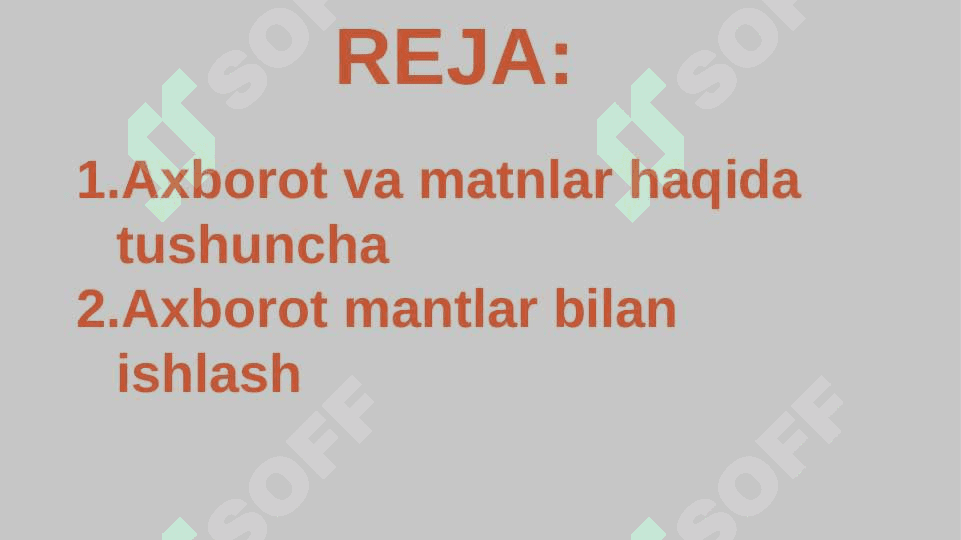 AXBOROT MATNLAR BILAN ISHLASH VA MEDIA MADANIYAT 2