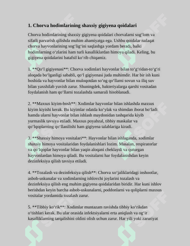 Chorva hodimlarining shaxsiy va mehnat gigiyenasi 3