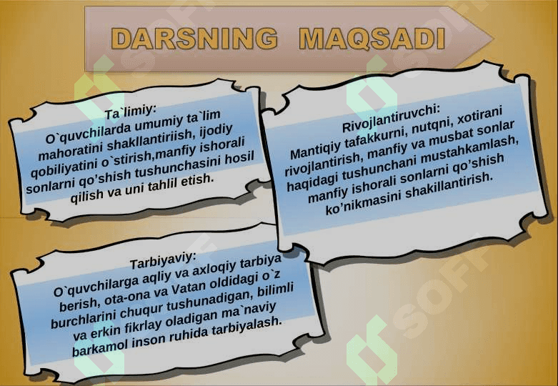 6 SINFLARDA  MATEMATIKA  FANIDAN ”MANFIY  SONLARNI  QO’SHISH” 3