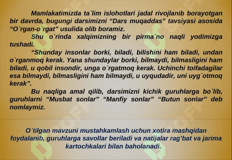 6 SINFLARDA  MATEMATIKA  FANIDAN ”MANFIY  SONLARNI  QO’SHISH” 7