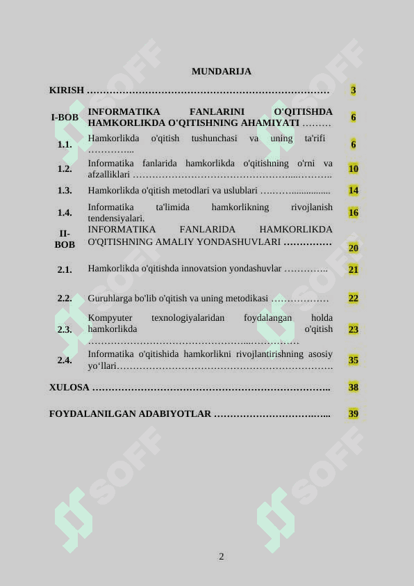 Infarmatika fanlarini oqitishda hamkorlikda oqitishni rejalashtirish 2