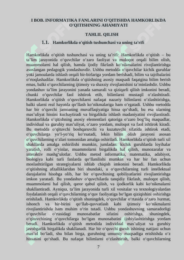 Infarmatika fanlarini oqitishda hamkorlikda oqitishni rejalashtirish 7