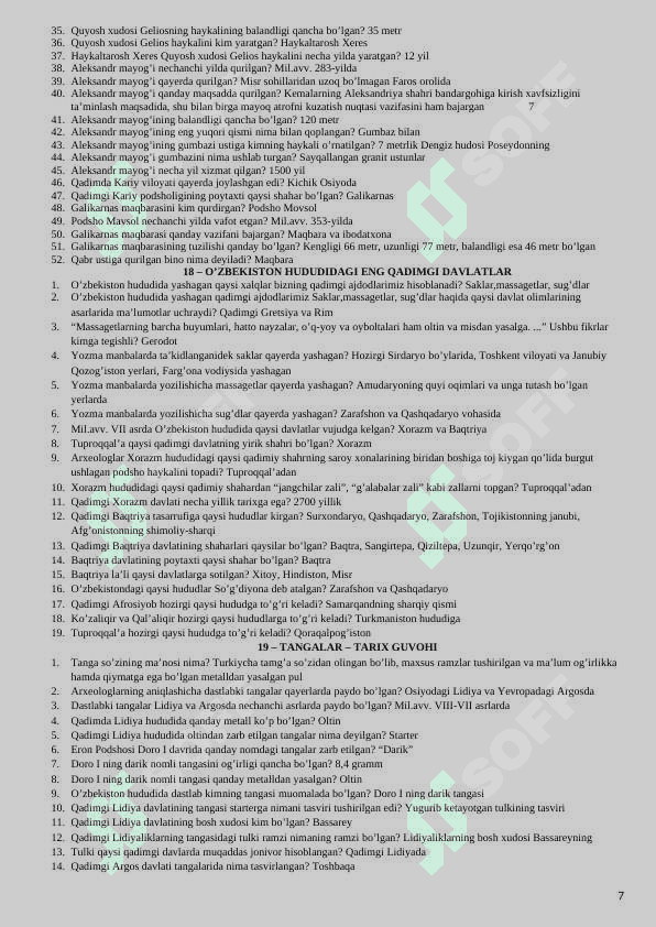 5-sinf tarixdan hikoyalar savol-javob 7