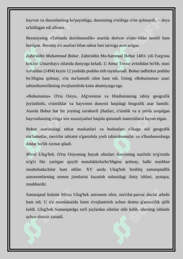 O'RTA OSIYO OLIMLARINING O'SIMLIKLAR HAQIDA  FIKRLARI 8