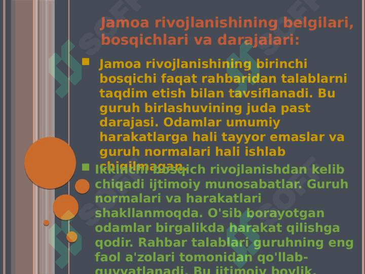 Jamoani shakllantirishning istiqbol rejalari. 3