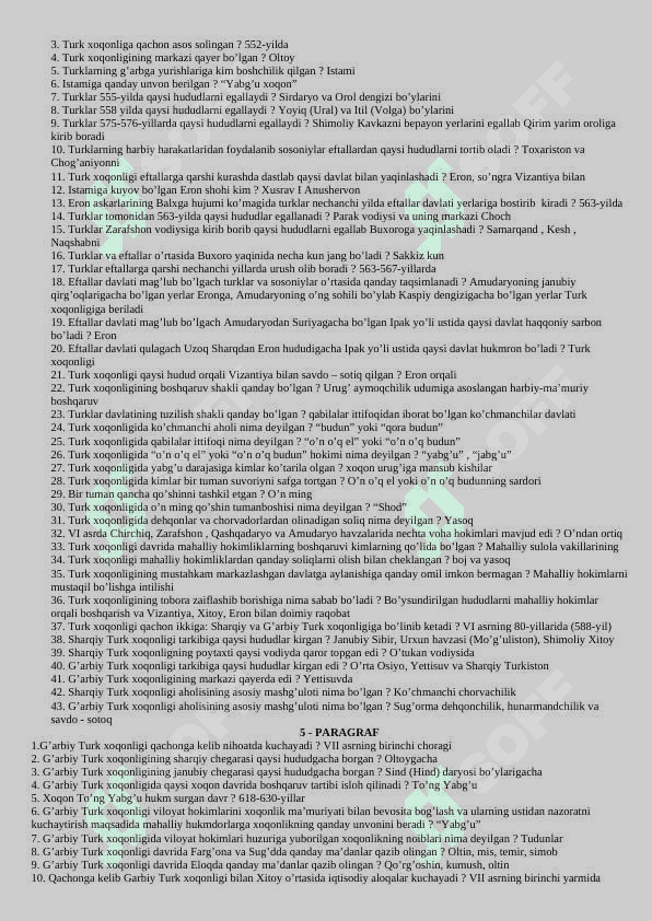 VII SINF O’ZBEKISTON TARIXIDAN SAVOL-JAVOB 3