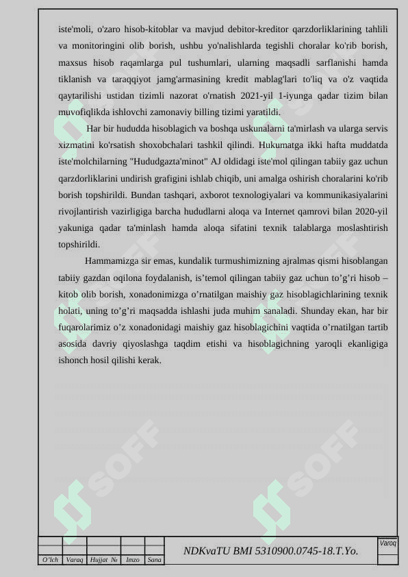 Rotasion gaz hisoblagichlari, ularni o‘lchash va qiyoslash usullari. 5