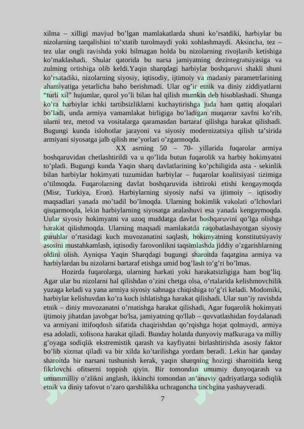TURKIYA XX ASRNING 60-70- YILLARIDAGI HARBIY TUZUM DAVRIDA 7