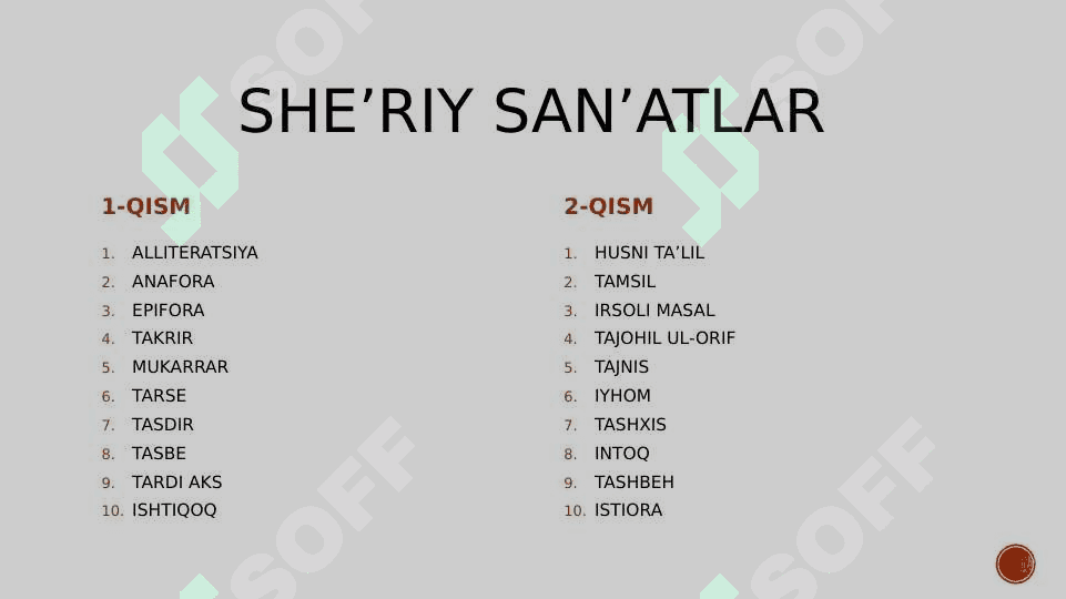 SHE’RIY SAN’ATLAR 2