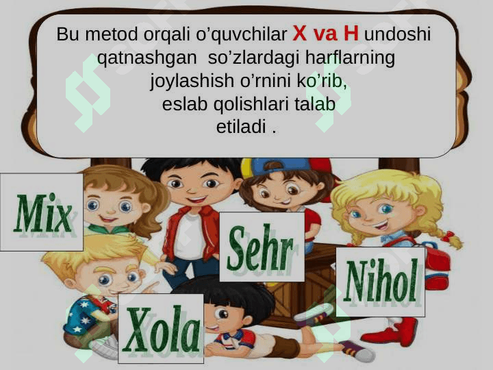 X va h undoshining  imlosi 8