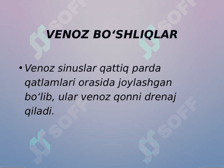 Bosh miya pardalarining vena bo'shliqlari va sisternalari, likvordenamika 5