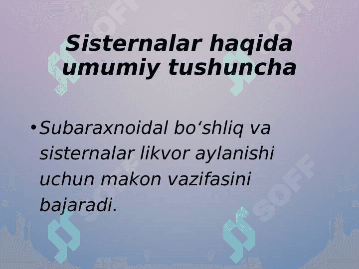 Bosh miya pardalarining vena bo'shliqlari va sisternalari, likvordenamika 8