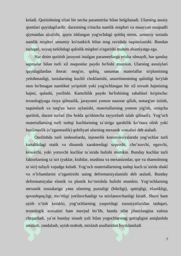 Ochiq joyda quritishni tashkil etish va amalga oshirish, ochiq joyda quritish usullarining afzalligi va kamchiliklarini o’rganish 7