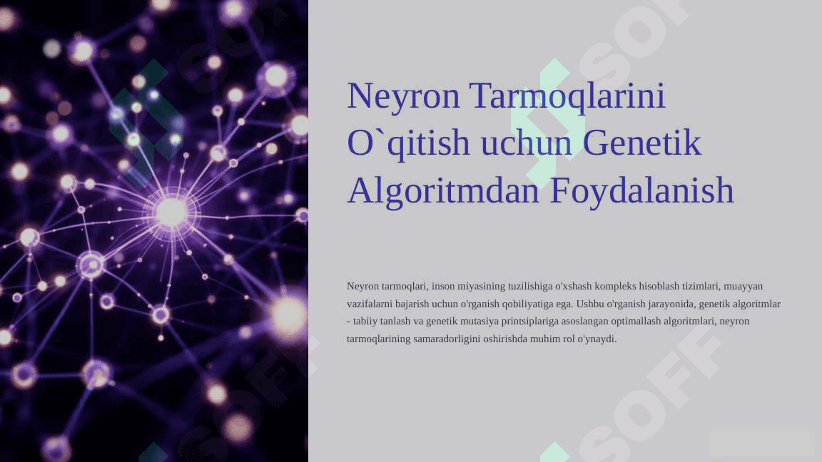 Neyron Tarmoqlarini O`qitish uchun Genetik Algoritmdan Foydalanish 2