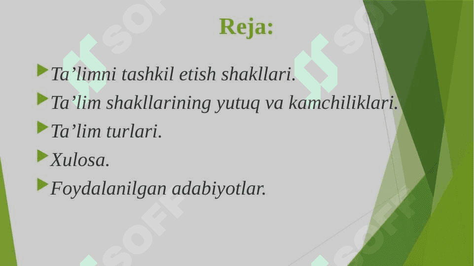Ta’lim shakllari turlari haqida tushuncha. 2