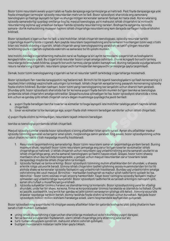 BOZOR IQTISODIYOTIGA O’TISHNING ANDOZALARI VA ULARNING O’ZIGA XOS XUSUSIYATLARI. 8