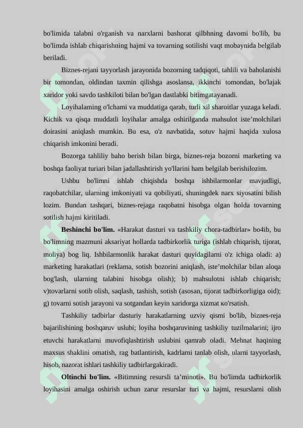 Kichik biznes va tadbirkorlik faoliyatini rejalashtirish 5