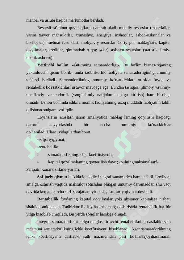 Kichik biznes va tadbirkorlik faoliyatini rejalashtirish 6