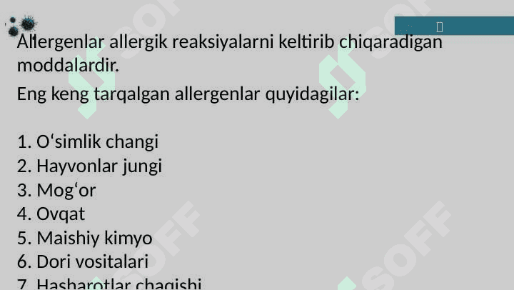 Allergik kasalliklar kelib chiqishi,kechishi va diagnostikasi. 3