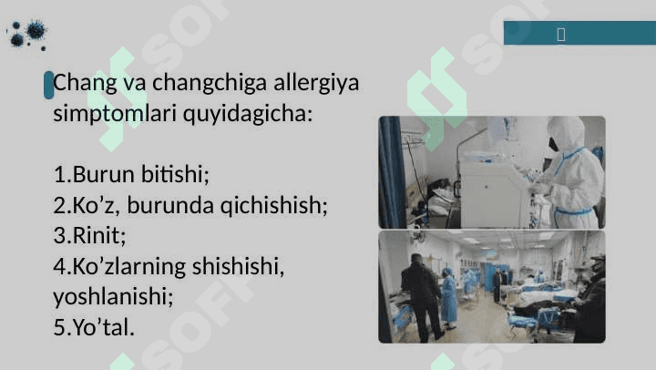 Allergik kasalliklar kelib chiqishi,kechishi va diagnostikasi. 7