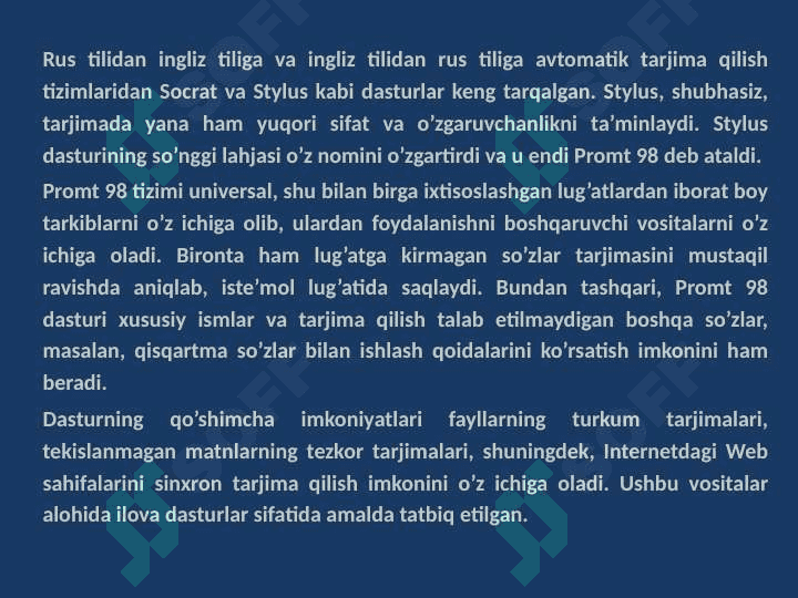 KOMPYUTER LINGVISTIKASI  AVTOMATIK TARJIMA YO’NALISHI 2