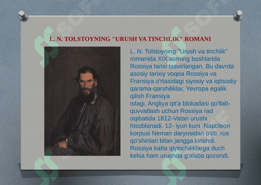 L. N. TOLSTOYNING "URUSH VA TINCHLIK" ROMANI 2
