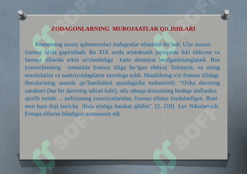 L. N. TOLSTOYNING "URUSH VA TINCHLIK" ROMANI 5