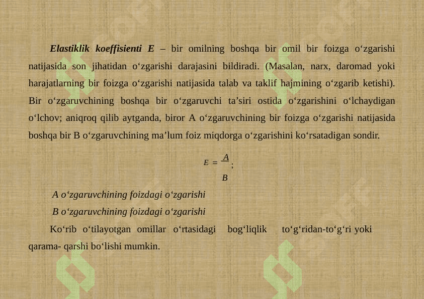 ELASTIKLIK KOFFITSIENTI YORDAMIDA BOZOR TALABINI BOHOLASH 4