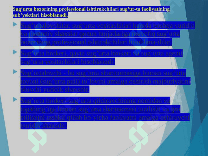 Sug’urta faoliyatining huquqiy asoslari 4
