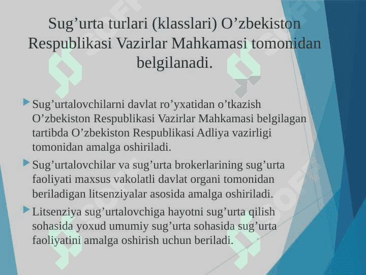 Sug’urta faoliyatining huquqiy asoslari 8